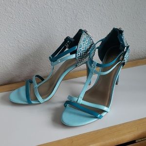 NEW Size 8 Christian Siriana Blue Heeled Sandals
